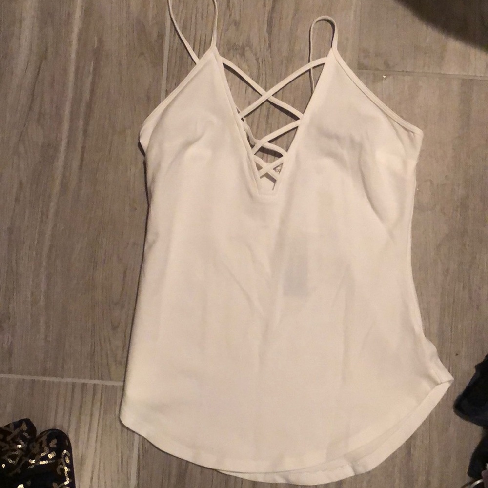 Plain white criss-cross front cami